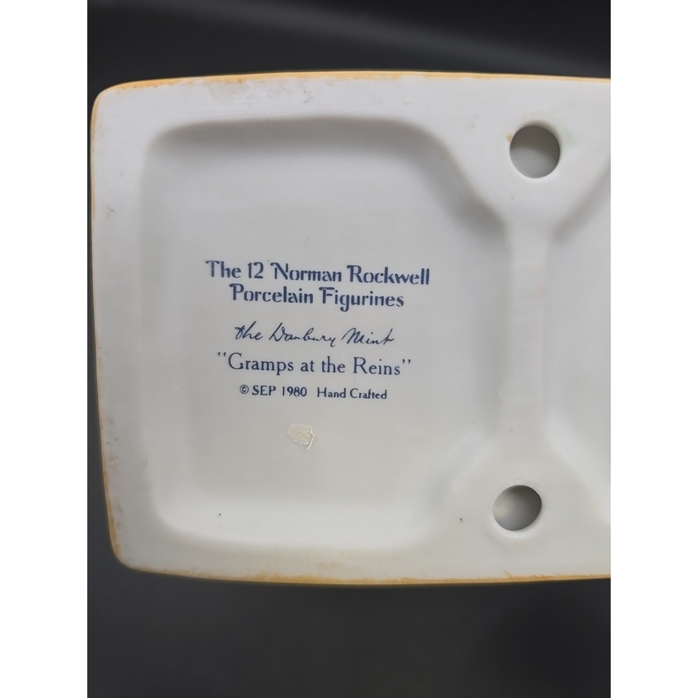 VTG Danbury Mint Norman Rockwell Figurine Gramps At The Reins Porcelain Japan 6" - Picture 6 of 8
